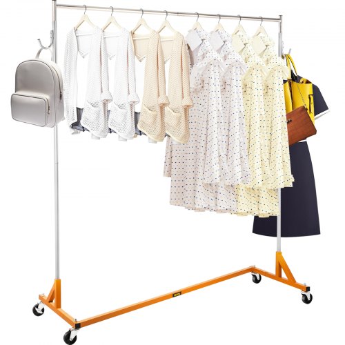 VEVOR Kleiderständer 136 kg Traglast, Industrieständer 60 x 159 x 180 cm, industrielle Kleiderstange, Kleiderwagen Schwerlast, kommerzieller Z-förmiger Wäscheständer Orange (1 Stück 1 Schicht)