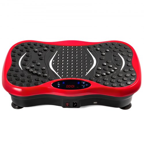 VEVOR Fitness Vibrationsplatte mit LCD Fitness Matte 3 Ebenen Massage Remote Bluetooth USB Musik Fitness-Maschine für Zuhause und Büro mit Nützliches Zubehör Intelligente Uhr (rot)