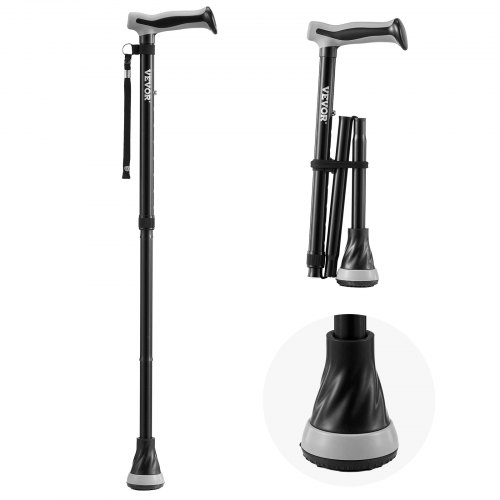 VEVOR Gehstock, zusammenklappbarer Spazierstock mit 8-fach einstellbarer Höhe (735-915 mm), Wanderstock, leichte und tragbare Gehhilfe aus Aluminium für ältere Erwachsene, Gehstütze 113 kg Tragkraft