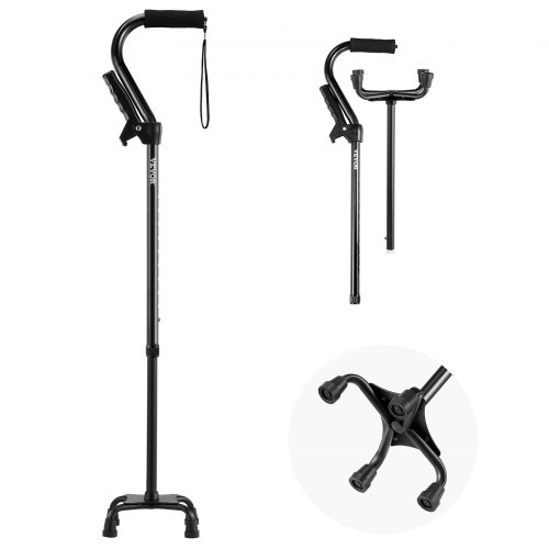 

VEVOR Gehstock, 10-stufig (725-955mm) höhenverstellbarer Vierfuß Spazierstock, leichte & tragbare Gehhilfe aus Aluminium, Wanderstock für Senioren, Erwachsene, Männer & Frauen, 113 kg Tragkraft