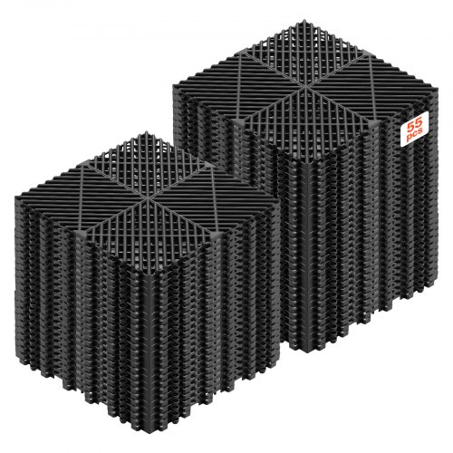 VEVOR Ineinandergreifende Drainagematten 55-tlg. 31 x 31 cm, Garagenbodenfliesen Rutschfeste Klickfliesen aus PP, Modularer Garagenboden für Bad Küche Pool Außenbereich, Selbstentwässernd, Schwarz