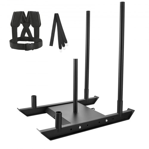 VEVOR Gewichtstrainingsschlitten, Pull-Push-Power-Schlitten, Fitness-Kraft-Widerstandstraining, Trainingsgerät aus Stahl für sportliche Übungen, Geeignet für 5,08 cm Gewichtsplatten, Schwarz