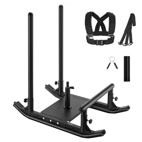 VEVOR Gewichtsschlitten Kraftschlitten Krafttrainingsschlitten zur Verbesserung der Geschwindigkeit bei sportlichen Übungen, Fitnessgerät mit Griff, kompatibel mit 25/51 mm Gewichtsscheiben Schwarz