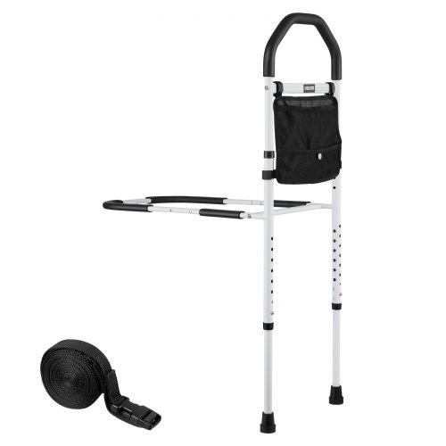 VEVOR Aufstehhilfe Bett, Haltegriffe mit Stützbein & PU-Handlauf, 732–992mm höhenverstellbarer Gehstock aus Karbonstahlrohr, Bett Einstiegshilfe für Kingsize-, Queensize-, Full- & Twin-Betten