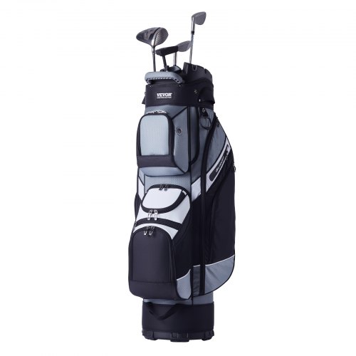 VEVOR Golf-Cart-Tasche mit 14-Wege-Organizer-Unterteilung oben, 41 Zoll, 13 Taschen, Premium-Nylon-Cart-Tasche, langlebige Golftaschen mit Griffen, Staubschutzhülle und abnehmbaren Riemen für Männer und Frauen, schwarzes Farbblockdesign
