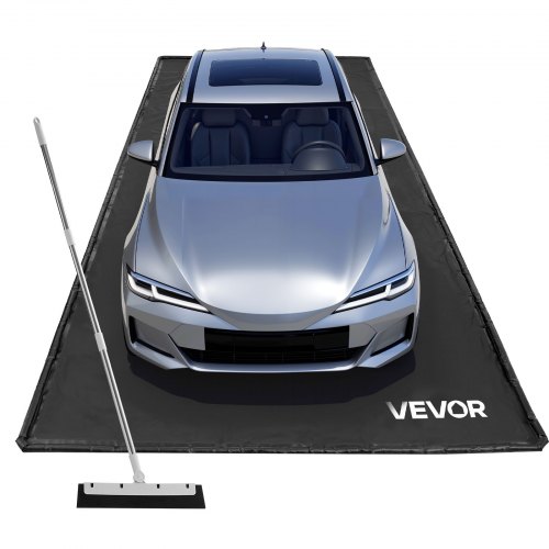 VEVOR Auffangmatte PVC-Garagenbodenmatte rutschfest (2,4 x 5,5 x 0,03 m) mit Abziehbesen, strapazierfähiger & wasserdichter Auffangschutz Bodenschutz vor Schnee Regen Schlamm, Garagenmatte Schwarz