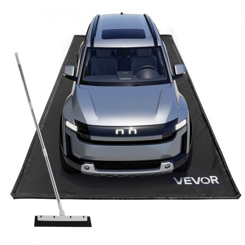 

VEVOR Auffangmatte PVC-Garagenbodenmatte rutschfest (2,4 x 4,9 x 0,03 m) mit Abziehbesen, strapazierfähiger & wasserfester Auffangschutz Bodenschutz vor Schnee Regen Schlamm, Garagenmatte Schwarz