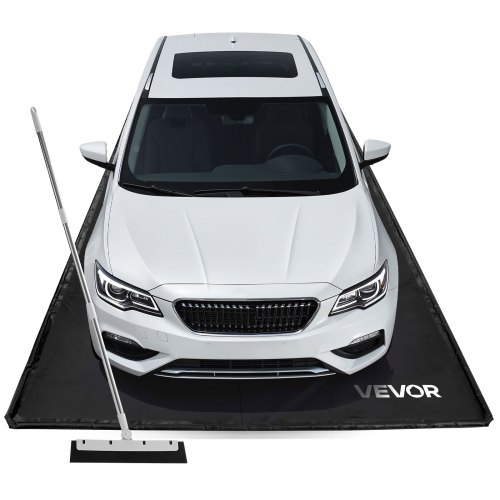 VEVOR Auffangmatte PVC-Garagenbodenmatte rutschfest (2,6 x 6,1 x 0,03 m) mit Abziehbesen, strapazierfähiger & wasserfester Auffangschutz Bodenschutz vor Schnee Regen Schlamm, Garagenmatte Schwarz