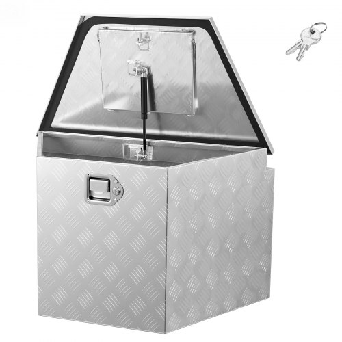VEVOR Deichselbox Truckbox 737 x 410 x 457 mm aus Aluminium, 50 kg Belastbare Werkzeugaufbewahrungsbox mit Schloss & Schlüsseln, Anhängerbox für Pickup-Ladeflächen Wohnmobile SUVs Geländewagen, Silber