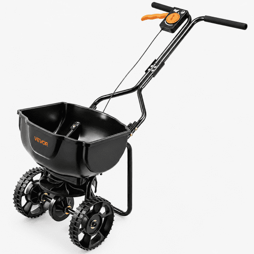 VEVOR Streuwagen 6,8 kg Fassungsvermögen, Düngerstreuer 3 m Streubreite, Schleuderstreuer mit 25,4 cm Reifen, einstellbarer Streumenge, Staatsgutstreuer für Dünger & Saatgut im Hausgarten