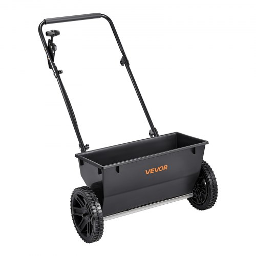 VEVOR Streuwagen, 22,6 kg Fassungsvermögen, Schleuderstreuwagen mit Einfülltrichter, 460 mm Streubreite & 10 Einstellmöglichkeiten, 25,4 cm Reifen, Düngerstreuer für Saatgut, Dünger