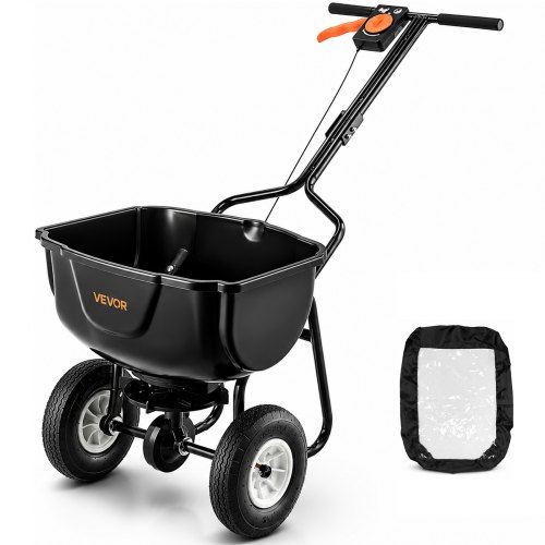 VEVOR Streuwagen, 27 kg Fassungsvermögen, Düngestreuer, Saatgutstreuer 0–3 m Streubreite, Schleuderstreuwagen mit 20 cm Luftreifen, als Aussaathilfe oder Düngerwagen