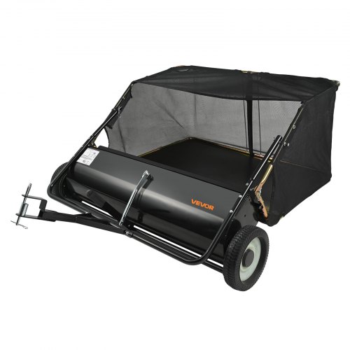VEVOR Rasenkehrmaschine mit 111,8 cm Kehrbreite, Rasenkehrer für Aufsitzmäher,  0,7 m³ großer Laub- & Grassammler, Laubkehrmaschine mit einstellbarer Kehrhöhe für Hof, Rasen, Bauernhof