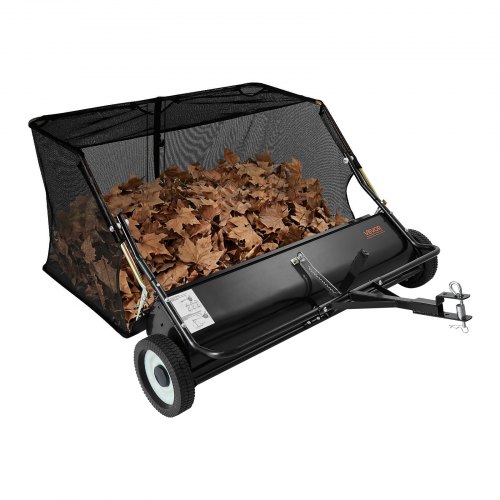 VEVOR Rasenkehrmaschine, 122 cm Kehrbreite, Laubkehrmaschine für Aufsitzmäher, Laubsammler mit 566 L Auffangnetz, einstellbare Kehrhöhe, Gartenkehrmaschinen für Rasentraktor