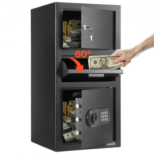 VEVOR Einwurftresor Falltresor 3,6 Kubikfuß Fallsafe mit großer Einwurfschlitz in der Mitte, Drop Schranktresor mit Tastenfeld & 3 Ebenen & Ersatzschlüsseln für Bargeld Bankbeleg Dokument