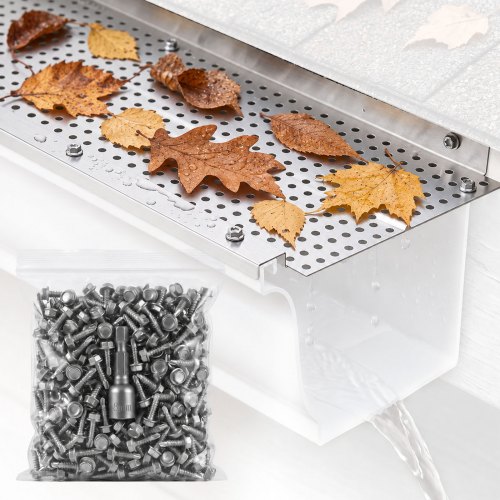 VEVOR Dachrinnenschutz, 12,7 cm breit, Aluminium-Blattfilter, selbstgemachte Dachrinnenabdeckung, 26 Stück, 31,7 m Gesamtlänge, φ 4 mm Lochdurchmesser und 0,5 mm dick, passend für jeden Dachrinnentyp