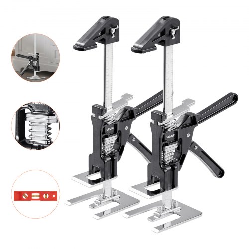 

VEVOR arbeitssparender Armwagenheber 2 Stk. 100 kg Tragkraft, Heben bis zu 180 mm, Handhebewerkzeug mit magnetischer Wasserwaage, höhenverstellbar, für Türen Fenster Möbel Holzbearbeitung, Schwarz