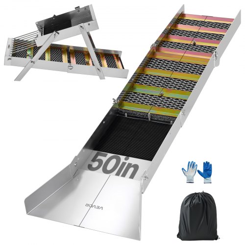 

VEVOR Highbanker-Goldwaschrinne 127 cm, 2-in-1 Faltbare Highbanker-Waschrinne, Aluminiumlegierung, Bergbauausrüstung mit Rucksack und Schutzhandschuhen, Ideal für Bäche, Flussufer und Flüsse