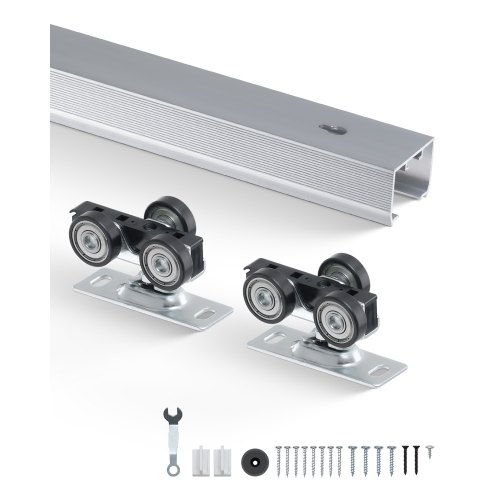 VEVOR Schiebetür-Beschlagschienensatz Schiebetürsystem 1441 mm Beschlagsatz für 610–762 mm breite Einzeltüren, reibungslos und einfach zu installieren Schiebetürbeschlag 100 kg belastbar