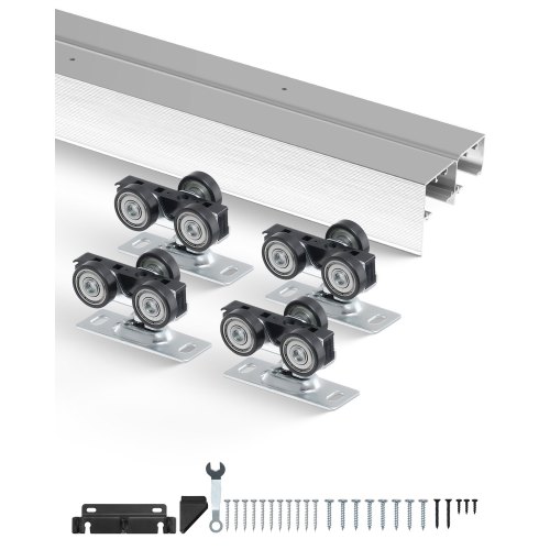 VEVOR Schiebetür-Beschlagschienensatz Schiebetürsystem 1828 mm, Doppelschienen Schiebetürsystem aus Aluminiumlegierung, passende Türbreite 927 mm x 2, Schiebetürbeschlag 68 kg belastbar