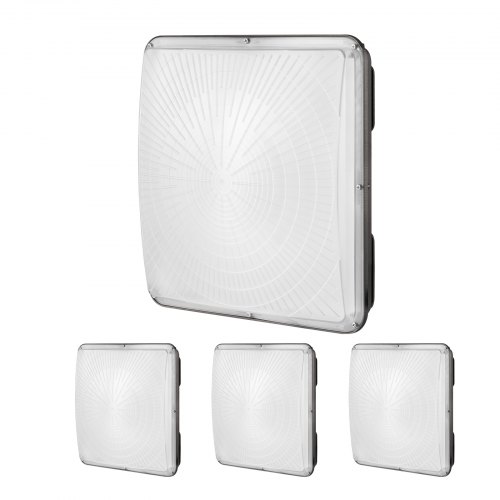 

VEVOR 4er-Pack LED-Überdachungsleuchten, 150 W, 16500 lm, 5000 K Tageslicht, gewerbliche industrielle Überdachungsleuchten für den Außenbereich, 12,4 x 12,4 Zoll Oberflächenmontage-Deckenbeleuchtung für Tankstelle, Lager, Garage, Straße, Geschäft, IP65