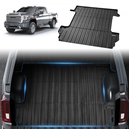 VEVOR Ladeflächenmatte für Lkw kompatibel mit 2019-2024 Chevrolet Silverado/GMC Sierra 1500, TPE-Ladeflächenmatte für Lkw 1510 x 1435 x 45 mm Ladeflächen, schwarze dicke Matratze Bettmatte