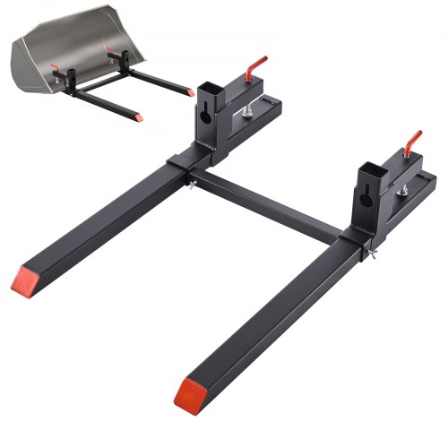 VEVOR Palettengabeln 907 kg, Gabelträger zum Anklemmen, 1090 mm Gesamtlänge, Gabelzinken mit verstellbarer Stabilisatorstange für Traktoranbaugeräte, Ladeschaufel und Kompaktlader, Schwarz