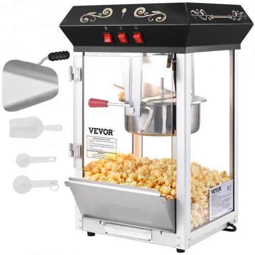 

VEVOR Popcornmaschine Popcornautomat Popcorn-Maker, 850 W Popcornmaschine 8 oz Kessel für 48 Tassen pro Ladung, Popcornmaschine für die Arbeitsplatte mit gehärtetem Glas, inklusive 4 Schaufeln
