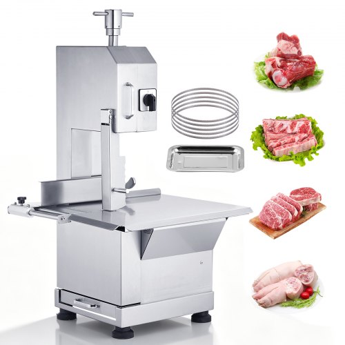 VEVOR Kommerzielle Fleischknochen Sägemaschine 2200 W, 1000 kg/h Knochenschneidemaschine Gefrorene Fleisch Knochen Schneidemaschine, 0-180 mm Einstellbare Dicke Knochensäge 470 x 530 mm Arbeitstisch
