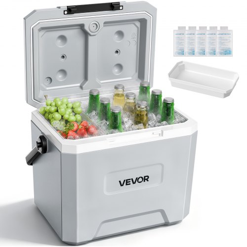 VEVOR Kühlbox 22 L, Passiver Kühlbehälter, Hält den Inhalt 48 Stunden Lang Kühl, Isolierbox mit Eisspeicher & Robustem Griff, Coolbox ohne Strom, Ultraleicht für Camping, Konzerte & Sport