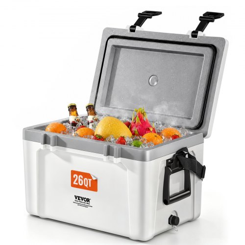 VEVOR tragbare Kühlbox Hartkühlbox (38 Qt / 26 Dosen) mit Eisspeicherung & robusten Griffen, isolierte tragbare Kühlbox aus stabilem Material, geeignet für Familienpicknicks und Kurztrips
