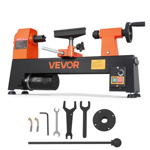 VEVOR Drechselbank 20 x 33 cm 1/3 PS Tischdrehbank für Weich- und Hartholz, Anfänger und Hobbybastler, mit Variabler Drehzahl (150 bis 3200 U/min), Überstromschutz und Zubehörset für Holzarbeiten