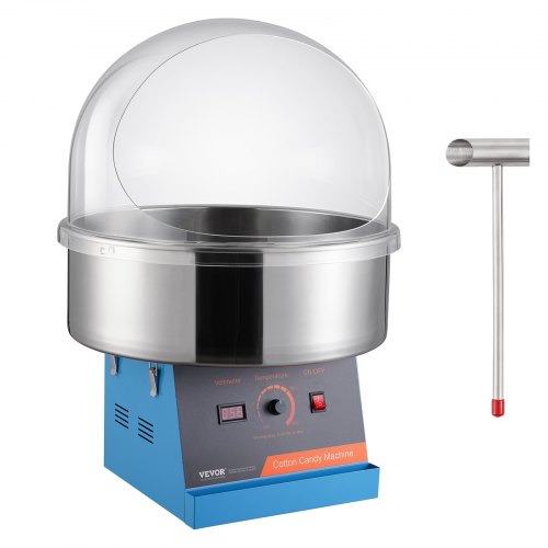 VEVOR Elektrische Zuckerwattemaschine, 1000 W Zuckerwattegeräte, Kommerzielle Zuckerwattemaschine mit Abdeckung, Edelstahlschüssel & Zuckerlöffel, Perfekt für Familienfeiern, Partys (Blau)