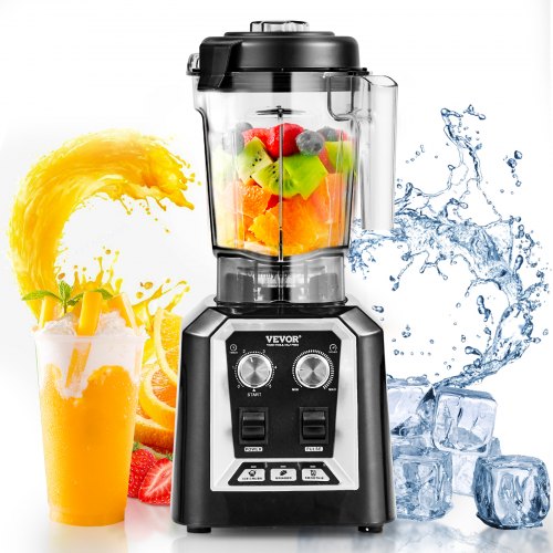 VEVOR Mixer kommerzieller Standmixer 2200 W mit Glasbehälter, Hochleistungsmixer Power Profi Mixer Küchenmixer mit 3 Funktionen, für gefrorene Getränke Shakes Smoothies und Crush Ice, schwarz