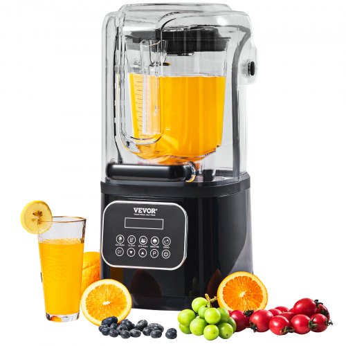 

VEVOR professioneller Mixer mit Schutzschild & Kunststoffbehälter, kommerzieller Standmixer 2 L Mixer mit 9 Geschwindigkeiten und 5 Funktionen, für Shakes Smoothies Getränke Schwarz