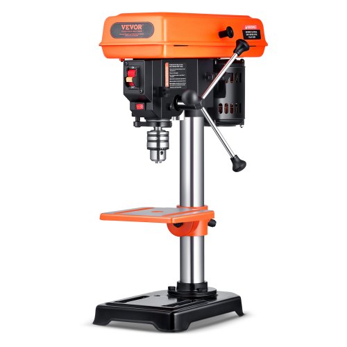 VEVOR 203mm Tischbohrmaschine, 500 W Induktionsmotor, Tischbohrmaschine mit 550/950/1450/1950/2500 U/min einstellbarer Geschwindigkeit, 0-45° neigbarer Arbeitstisch, LED-Arbeitsleuchte, für Holzmetall