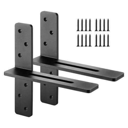 VEVOR Regalhalterung, 2 Stück, Regalträger, Tragkraft 90 kg, 304,8x73,5x304,8 mm, Schwerlast Regalhalter aus Stahl für Regale, schwimmende Halterungsbeschläge für Arbeitsplatten mit Schrauben