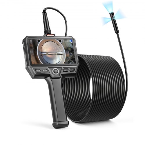 VEVOR Triple Lens Endoskopkamera mit Licht, Inspektionskamera mit 5 Zoll Bildschirm 10 m Kabel & 5000mAh Akku, 8 mm Rohrkamera mit 8X Zoom & IP67, Boroskopkamera mit Handgriff für Auto Rohre Abfluss