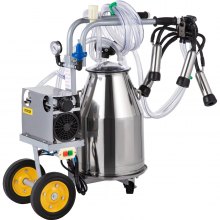 VEVOR Elektrische Melkmaschine Kit 25 L, Edelstahl Melkmaschine 0,55 kW, Melkmaschine Kuh 1680 U / min, Tragbare Vakuumpumpe 5-8 Kühe / St, Elektrische Melkmaschine mit Lenkrad und Doppelgriffen