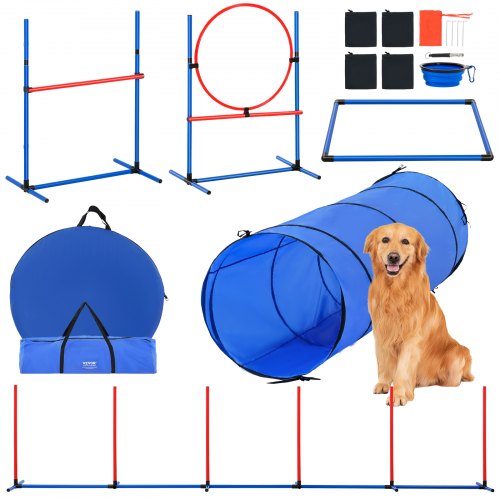 

VEVOR Agility Training Set für Hunde 5-teiliges Set mit Hürden Tunnel Sprungring