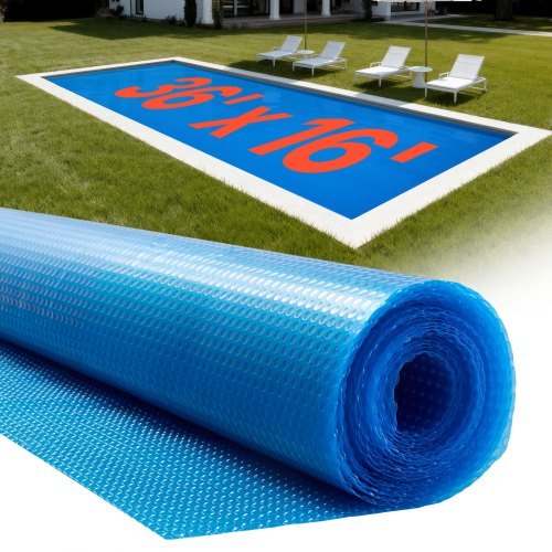 VEVOR Pool Solarfolie, 10972x4876 mm, Solarplane, 0,3 mm Pools Solardecke mit Luftpolster- & PE-Material, Wärmeabsorption tagsüber, Wärmespeicherung nachts, Solarabdeckungen, Solarabdeckplane, blau