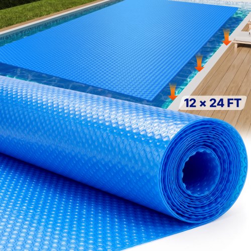 VEVOR Solar-Poolabdeckung, 7,32 x 3,66 m rechteckige Solardecke für Pools, Solarabdeckung für oberirdische Schwimmbecken, 16 mil Solarabdeckungen blau