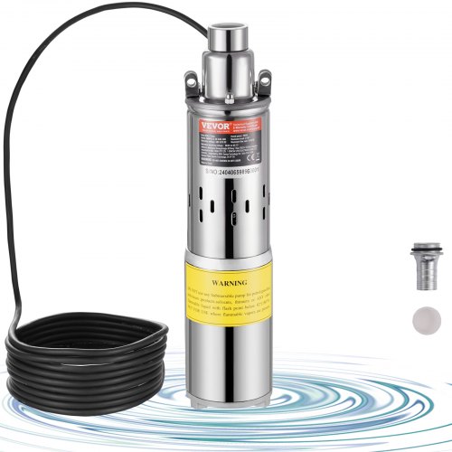 VEVOR Solar-Wasserpumpe, 48V DC, 369W, Tiefbrunnenpumpe, max. Durchfluss 8,4GPM, max. Förderhöhe 83,29m, solarbetriebene Wasserpumpe für Brunnen, Bewässerung von Bauernhöfen, Tränken von Nutztieren