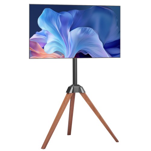 VEVOR TV-Ständer mit Stativ-Staffelei für 1016-1651 mm flach & Curved-TVs bis zu 45 kg, 18° Links-Rechts-Drehung, tragbarer Fernsehständer mit Beinen aus Holz für Schlafzimmer Wohnzimmer Studio