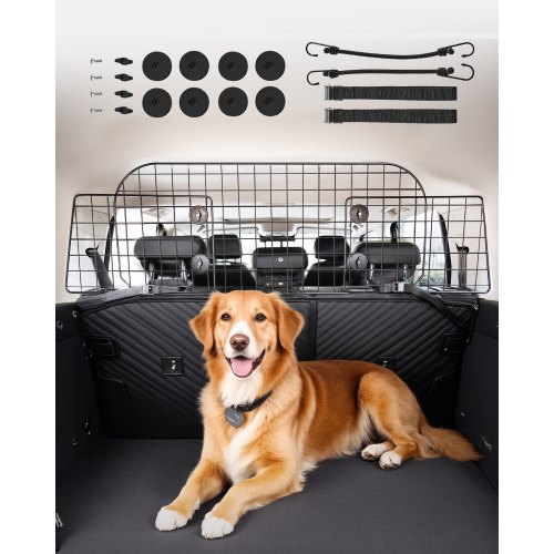 

VEVOR Hunde Autobarriere einstellbare Trennwand Hundegitter 1525 mm Autoschutzgitter für die Rücksitze, Haustierbarriere aus Drahtgeflecht, universell passende Autobarriere für SUVs Lkws Fahrzeuge