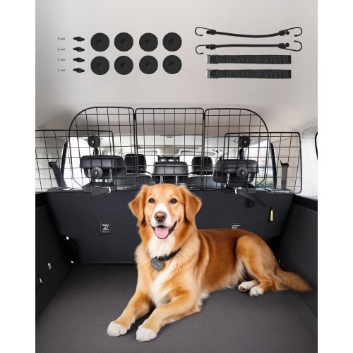 

VEVOR Hunde Autobarriere einstellbare Trennwand Hundegitter (972 x 408 mm) Autoschutzgitter für die Rücksitze, Haustierbarriere aus Drahtgeflecht, universell passende Autobarriere für SUVs Lkws