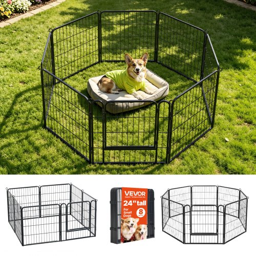 VEVOR Welpenauslauf Welpenfreigehege Laufgitter Welpenzaun 61cm 8-tlg., Spielplatz für Kleine Hunde Katzen & Andere Kleintiere Faltbar Durch die Verschiedenen Formen Vielfältig Einsetzbar
