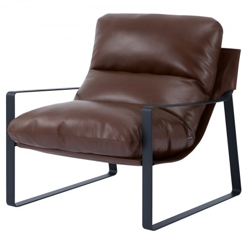 VEVOR Akzentstuhl PU-Ledersessel Loungesessel Relaxsessel mit Metallrahmen Braun