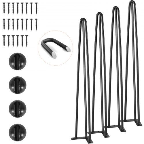 

VEVOR 4er-Set Tischbeine Hairpin Tischkufen 710mm hoch 110x110mm Montageplatte Kohlenstoffstahl mattschwarze Pulverbeschichtung Tischfüße mit Gummifußpolster 408kg Tragfähigkeit