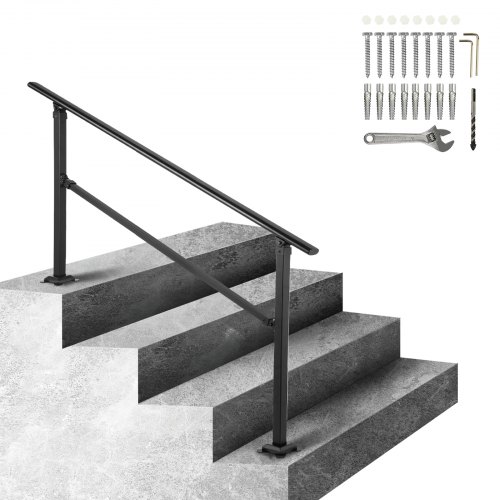 

VEVOR Handlauf Quadratisch aus Schmiedeeisen Treppengeländer für 1-3 Stufen Baluster Höhen-und Winkelverstellbar (0-50 Grad) Geländer max. 61,2cm Höhe für Stufen Geeignet für Garten Hotel Veranda